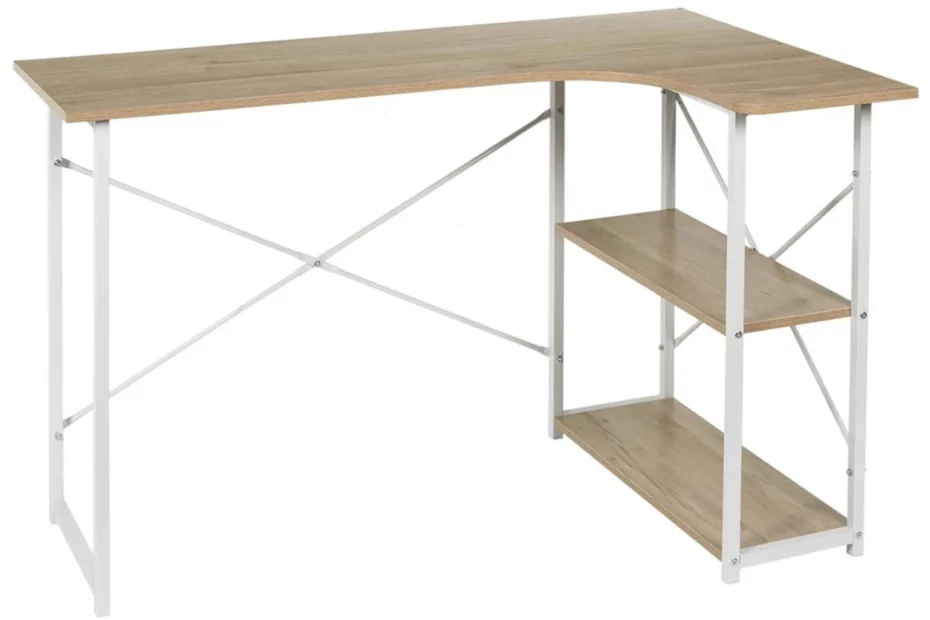 le meilleur bureau blanc bois d'angle